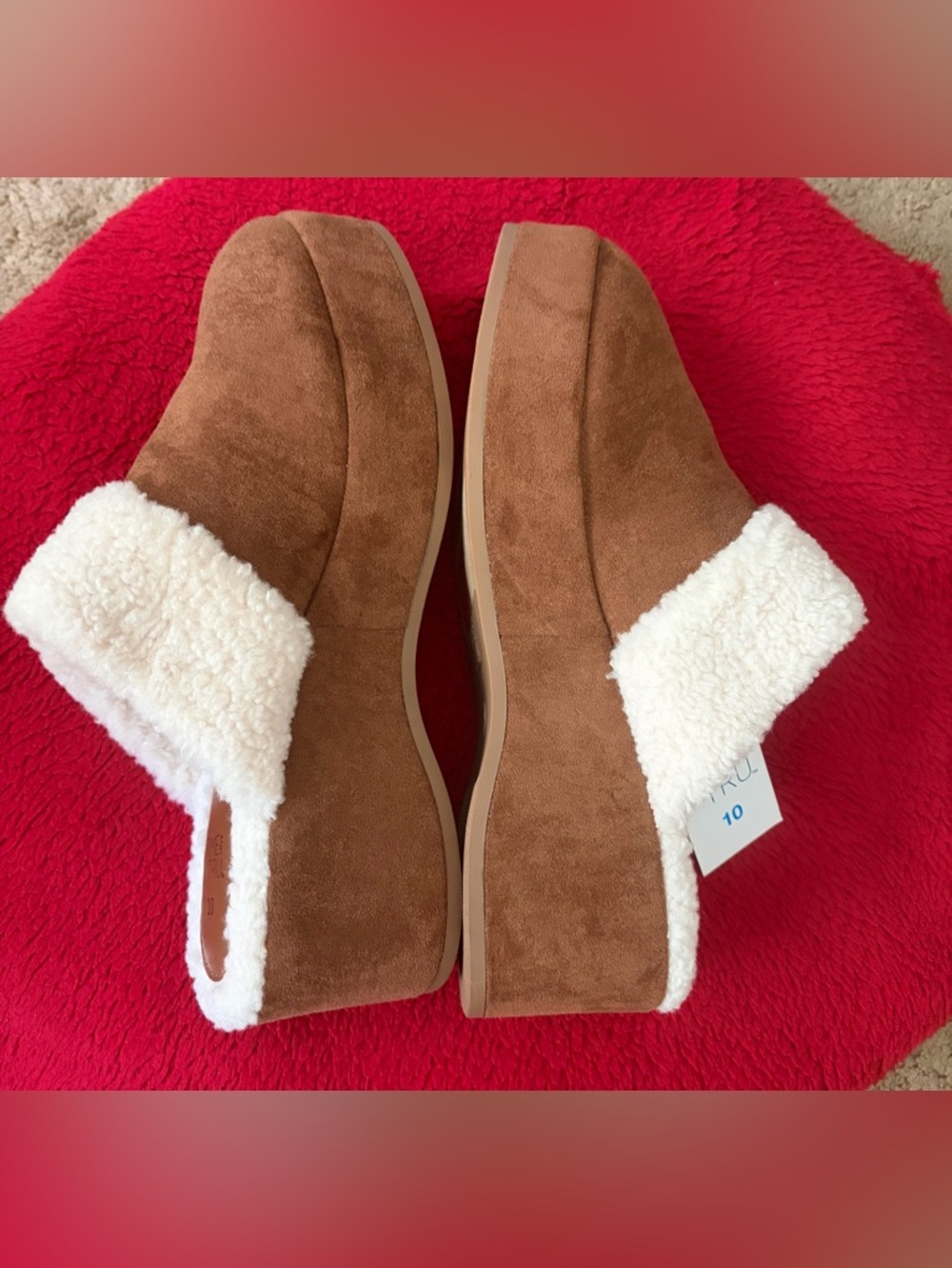 ❤️Time and Tru Girls' Chestnut Brown Slip-On Plush Lined Slippers New Size 10 - Picture 9 of 9